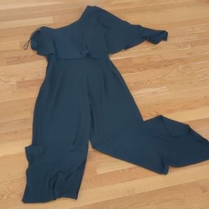 Single Shoulder Black Jumpsuit